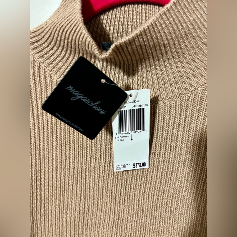 NWT Magaschoni Cashmere Wool Ribbed Funnel Neck Sweater - Picture 5 of 7